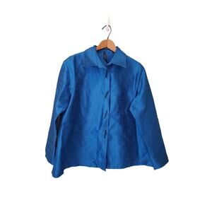 IC By Connie K Blue Collar Button Down Top Artsy Buttons Small Business Wear